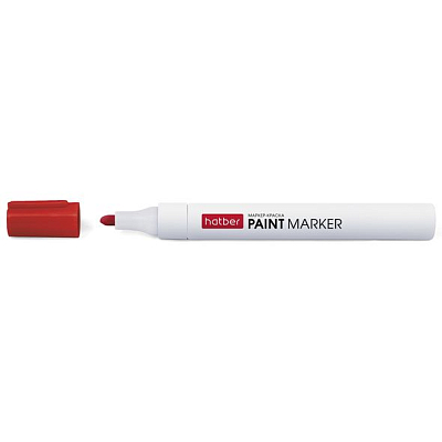 Маркер-краска "Hatber", 2мм, закруглённый пишущий узел, металлический корпус, красный