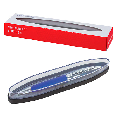 Ручка шариковая "Brauberg Echo", 1,0мм, синяя, металлический серебристо-синий корпус, поворотный механизм
