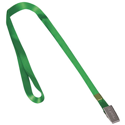 Шнурок текстильный для бейджа "Brauberg", 45см, металлический клип, зелёный, в пакете
