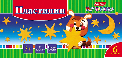 Пластилин "Hatber", 6 цветов, 120гр, со стеком, серия "Ушастики"