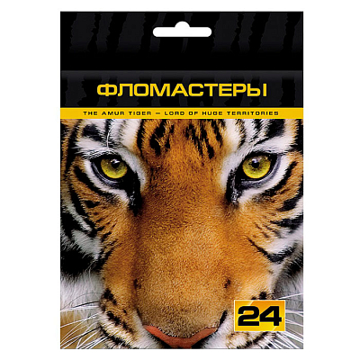Фломастеры "Hatber VK", 24 цвета, серия "Дикие звери", в картонной упаковке