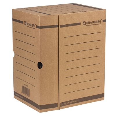 Короб архивный картонный "Brauberg", 325x260x200мм, на 1800л, клапан, бурый