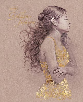 Тетрадь "Hatber", 96л, А5, клетка, 3D фольга, ламинация, на скобе, серия "Golden Lady"