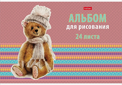 Альбом для рисования "Hatber", 24л, А4, на скобе, серия "Плюшевые ушки"