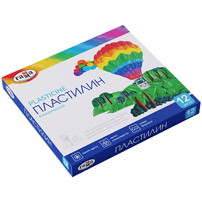 Пластилин "Гамма", 12 цветов, 240гр, стек, серия "Классический", картонная упаковка
