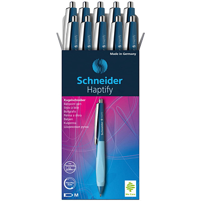 Ручка шариковая автоматическая "Schneider Haptify", 1мм, синяя, бирюзово-синий корпус