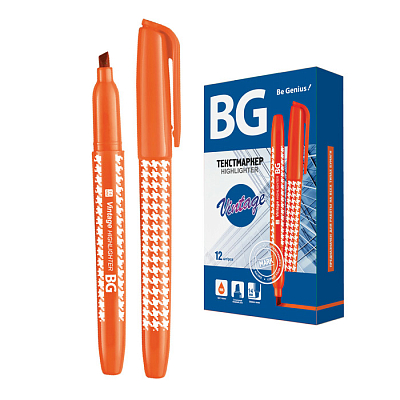 Текстовыделитель "BG Vintage", 1-4мм, скошенный наконечник, водная основа, оранжевый