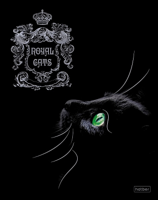 Тетрадь "Hatber", 48л, А5, клетка, 3D лак и фольга, ламинация, на скобе, серия "Royal Cats"