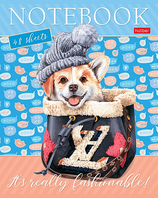 Тетрадь "Hatber", 48л, А5, клетка, на скобе, серия "Fashion Dogs"