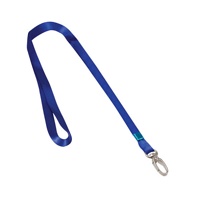 Шнурок текстильный для бейджа "Brauberg", 45см, металлический карабин, синий, в пакете