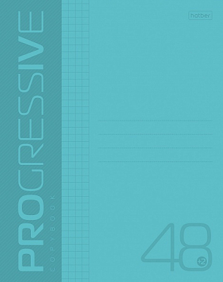 Тетрадь "Hatber", 48л, А5, клетка, пластиковая обложка, на скобе, серия "Progressive - Бирюзовая"