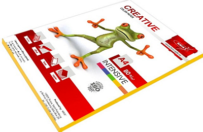 Бумага цветная для печати "Kris Creative" А4, 80г/м2, 50л, тон интенсив, жёлтая