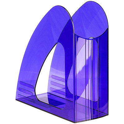 Лоток пластиковый вертикальный для документов А4 "OfficeSpace Colorful", 235x90x240мм, тонированный, синий