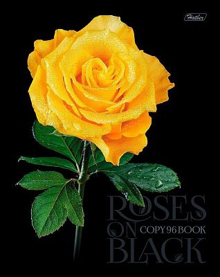 Тетрадь "Hatber", 96л, А5, клетка, 3D лак и фольга, ламинация, на скобе, серия "Roses on Black"