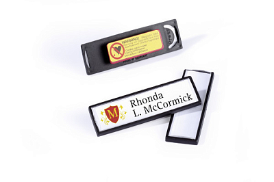 Бейдж пластиковый горизонтальный "Durable Clip Card", 17x67мм, на магните, чёрный