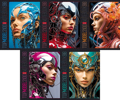Тетрадь "Hatber", 96л, А5, клетка, ламинация, на скобе, серия "Cyborg-girl"
