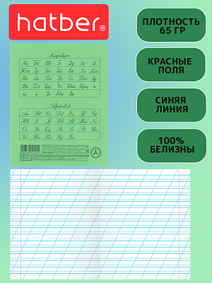 Комплект тетрадей "Hatber", 12л, А5, 65гр/м2, косая линия, на скобе, серия "Зелёная", 10шт в наборе