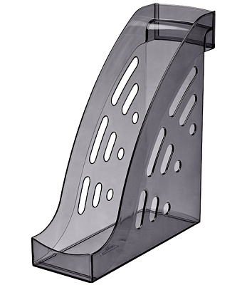 Лоток пластиковый вертикальный для документов А4 "Стамм Торнадо", 300x255x95мм, тонированный, тёмно-серый