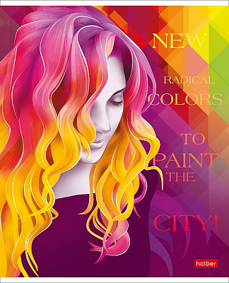 Тетрадь "Hatber", 48л, А5, клетка, лак, металлизация, на скобе, серия "Яркие локоны"