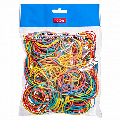 Банковская резинка для денег "Hatber", 200гр, 60мм, каучук, цветная, в пакете