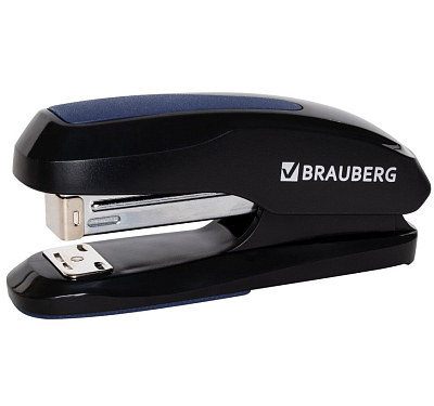 Степлер "Brauberg Extra", №24/6, 26/6, 30л, пластиковый корпус, металлический механизм, чёрно-синий, в картонной упаковке