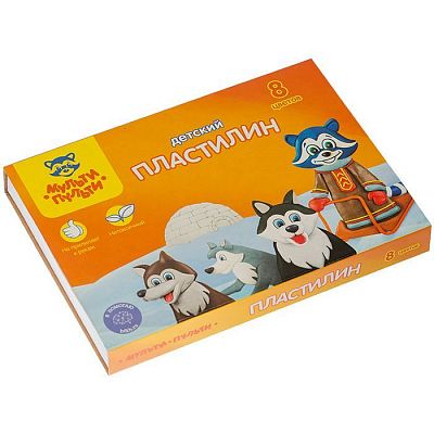 Пластилин "Мульти-Пульти", 8 цветов, 120гр, со стеком, серия "Енот на Аляске"