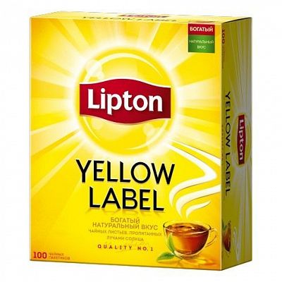 Чай чёрный "Lipton", серия "Yellow Label", 100 пакетиков по 2гр