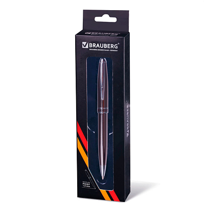 Ручка шариковая "Brauberg Oceanic Grey", 1,0мм, синяя, металлический серый корпус, повортный механизм