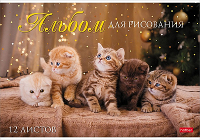 Альбом для рисования "Hatber", 12л, А4, на скобе, серия "Мы любим котиков"