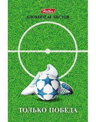 Блокнот "Hatber", 48л, А7, клетка, 3-х цветный блок, на клею, серия "Футбол"
