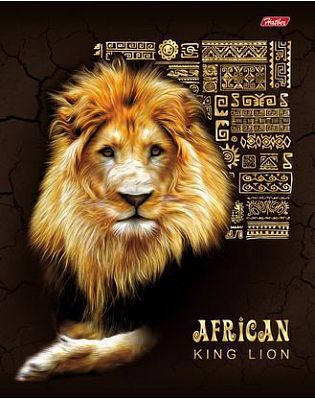 Тетрадь "Hatber", 48л, А5, клетка, 3D фольга и лак, ламинация, на скобе, серия "King Lion"