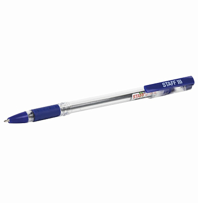 Ручка шариковая "Staff Basic OBP-11", 1мм, синяя, чернила на масляной основе, прозрачный корпус
