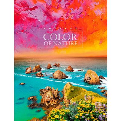 Бизнес-блокнот "BG" 80л А5 клетка "Color of nature" (ассорти), твёрдый переплёт, ламинация, лак