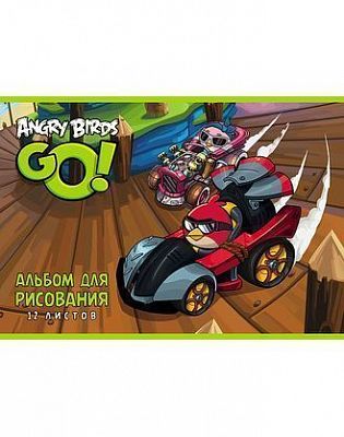 Альбом для рисования "Hatber", 12л, А4, на скобе, серия "Angry Birds - Go"