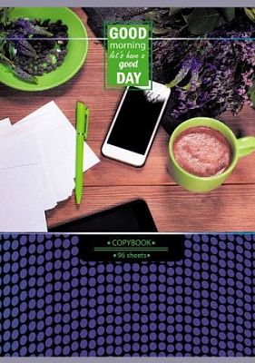Тетрадь для записи "BG", 96л, А4, клетка, ламинация, на спирали, серия "Good Morning №2"