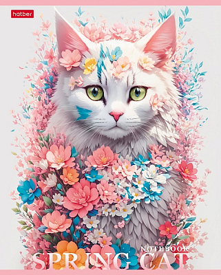 Тетрадь "Hatber", 48л, А5, клетка, на скобе, серия "Spring Cat"