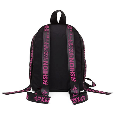 Рюкзак "Hatber", 33х25х16см, нейлон, 1 отделение,  1 карман, серия "Fashion - Розовый на чёрном"