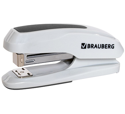 Степлер "Brauberg Extra", №24/6, 26/6, 30л, пластиковый корпус, металлический механизм, серый, в картонной упаковке