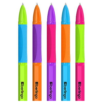 Ручка шариковая "Berlingo Tribase Grip Fuze", 0,7мм, синяя, чернила на масляной основе, резиновый грип, цветной корпус