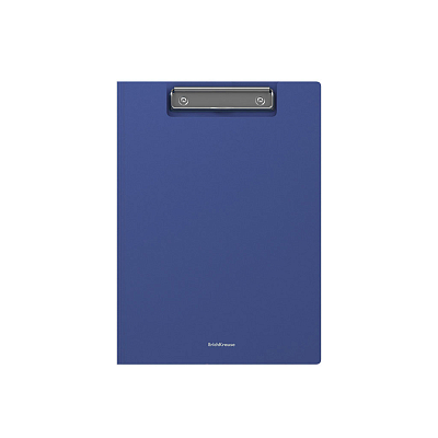 Папка-планшет пластиковая для документов "Erich Krause Matt Classic", А4, 80л, 1300мкм, металлический зажим, крышка, синяя