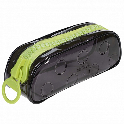 Пенал "Hatber", 205х80x70мм, на молнии, ПВХ, серия "Zipper - Black&Yellow"