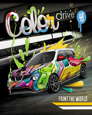 Тетрадь "Hatber VK", 48л, А5, клетка, тиснение, на скобе, серия "Color Drive"