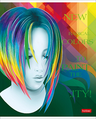 Тетрадь "Hatber", 48л, А5, клетка, лак, металлизация, на скобе, серия "Яркие локоны"