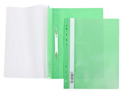 Папка-скоросшиватель пластиковая "Hatber", А4, 140/180мкм, перфорация, прозрачный верх, зелёная