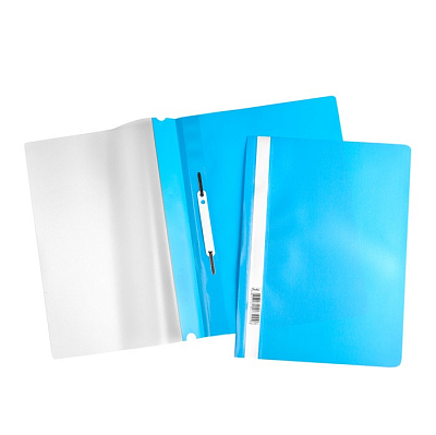 Папка-скоросшиватель пластиковая "Hatber", А4, 120/160мкм, прозрачный верхний слой, голубая