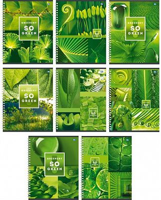 Тетрадь общая "BG", 96л, А5, клетка, двойная обложка, на спирали, серия "So Green"