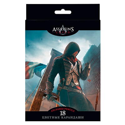 Карандаши "Hatber VK", 18 цветов, серия "Assassin"s Creed", в картонной упаковке
