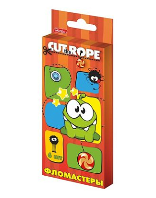 Фломастеры "Hatber", 6 цветов, серия "Cut The Rope", в картонной упаковке