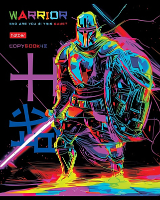 Тетрадь "Hatber", 48л, А5, клетка, ламинация, на скобе, серия "Color Warrior"