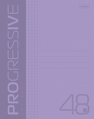 Тетрадь "Hatber", 48л, А5, клетка, пластиковая обложка, на скобе, серия "Progressive - Фиолетовая"